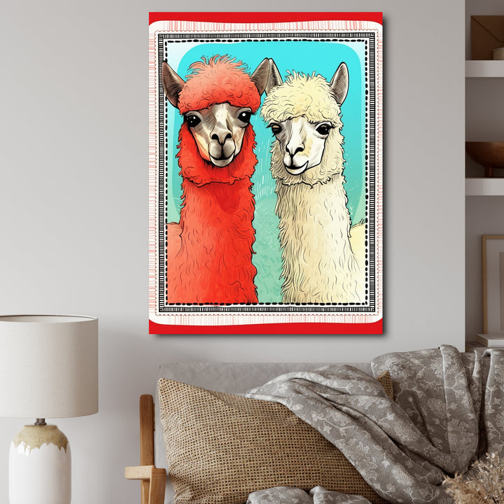 Stamp Retro Illustration Of Alpaca Portrait - Alpaca Home Decor Art