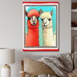 Stamp Retro Illustration Of Alpaca Portrait - Alpaca Home Decor Art