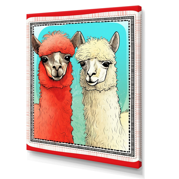 Stamp Retro Illustration Of Alpaca Portrait - Alpaca Home Decor Art