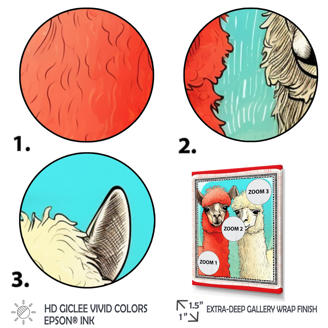 Stamp Retro Illustration Of Alpaca Portrait - Alpaca Home Decor Art
