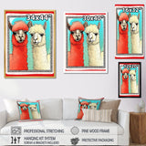 Stamp Retro Illustration Of Alpaca Portrait - Alpaca Home Decor Art