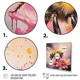 Bumble Bee On Pink Flower Painting - Bee Canvas Wall Art