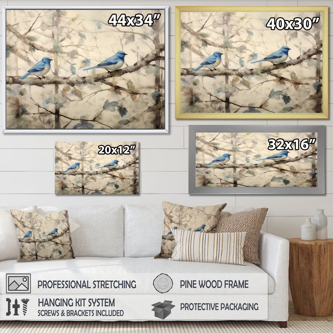 Bluebird Serenade Vintage Waterpainting - Blue Bird Wall Art