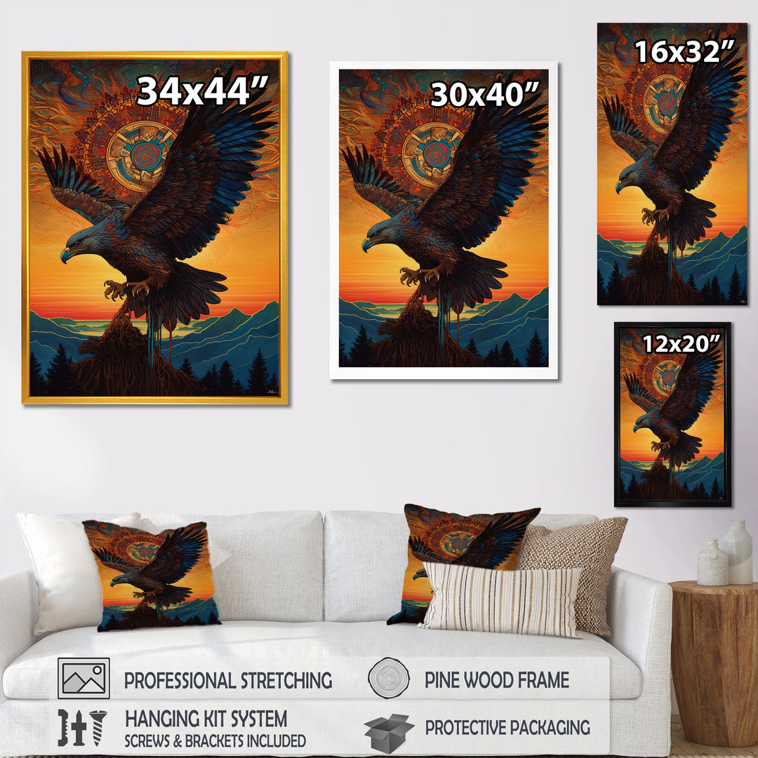 Majestic Mystical Eagle In Sunset Sky - Eagle Home Decor Art