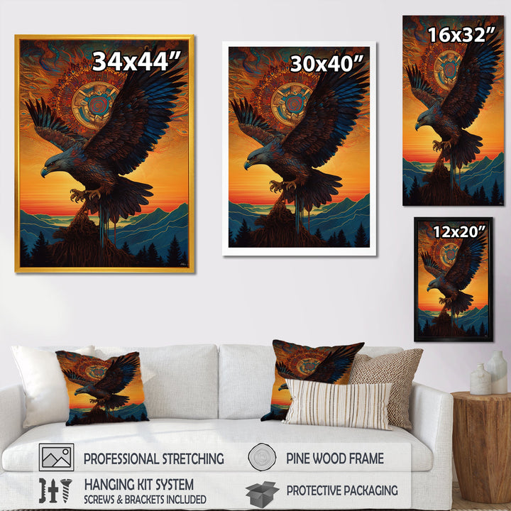 Majestic Mystical Eagle In Sunset Sky - Eagle Home Decor Art