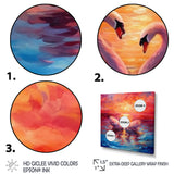 Swans In Love Reflection At Majestic Sunset - Swans Large Canvas Wall Art