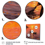Swans In Love Romantic Sunset - Swans Canvas Wall Art