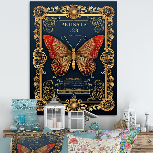 Retro Illustration Of Red Butterfly - Butterfly Wall Decor