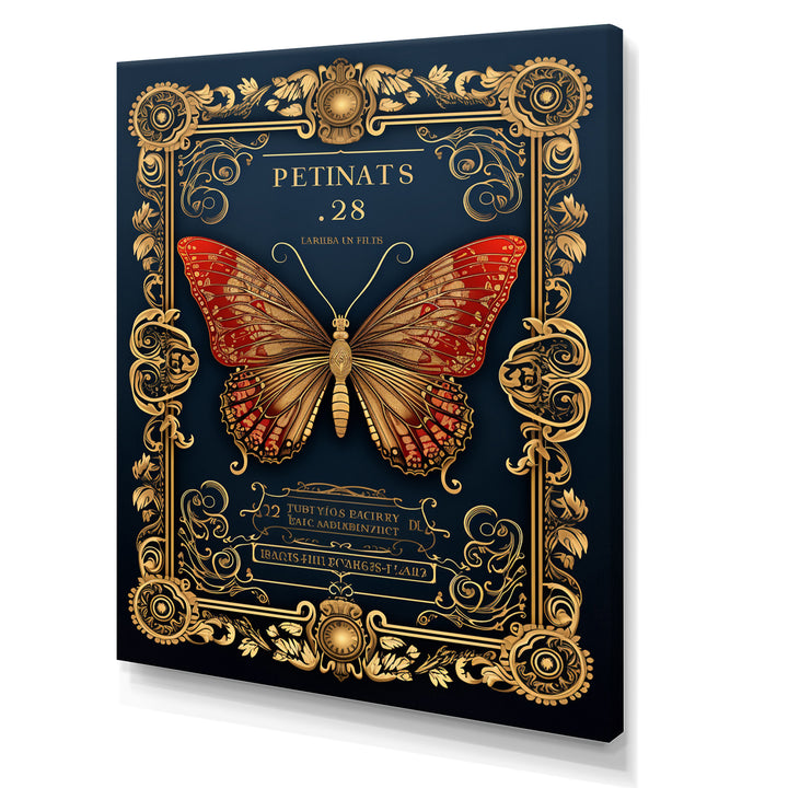 Retro Illustration Of Red Butterfly - Butterfly Wall Decor
