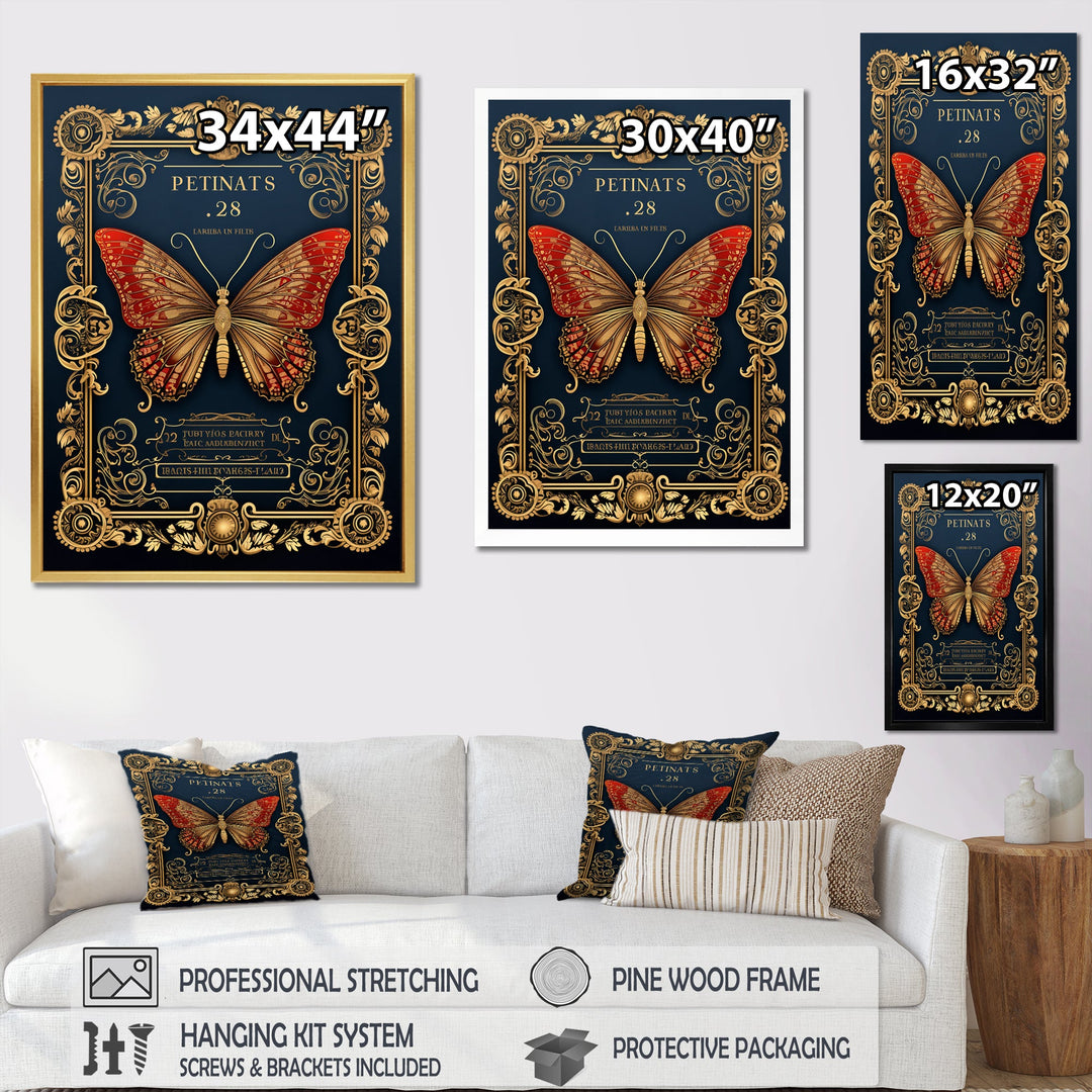 Retro Illustration Of Red Butterfly - Butterfly Wall Decor