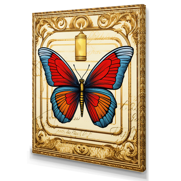 Retro Illustration Of Blue Butterfly - Butterfly Wall Art Prints