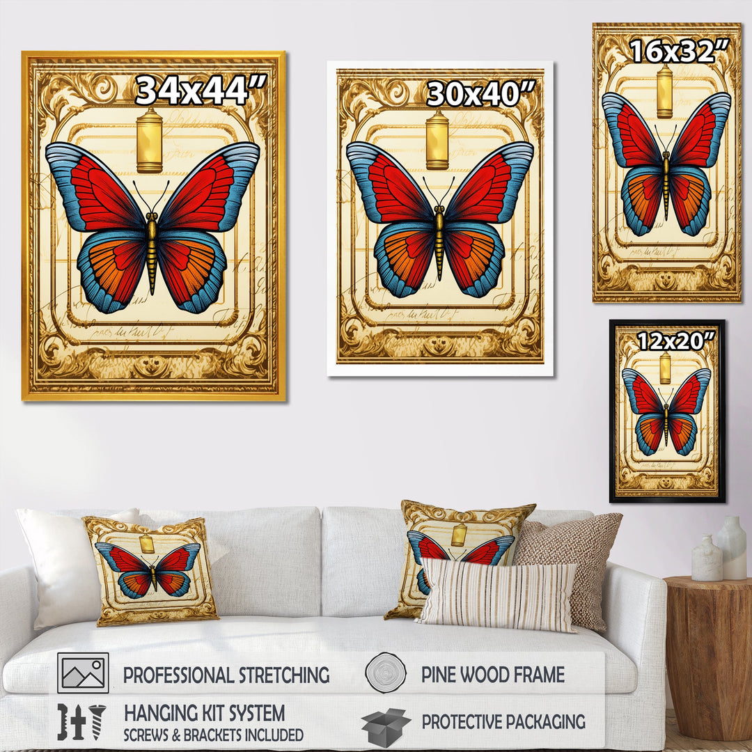 Retro Illustration Of Blue Butterfly - Butterfly Wall Art Prints