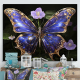Futuristic Purple And Gold Butterfly - Purple Butterfly Wall Art