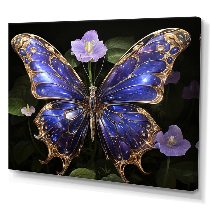 Futuristic Purple And Gold Butterfly - Purple Butterfly Wall Art