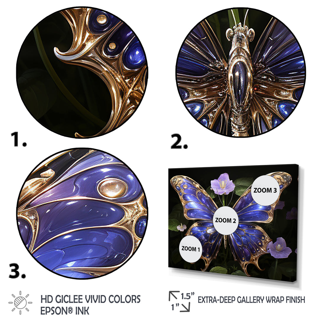 Futuristic Purple And Gold Butterfly - Purple Butterfly Wall Art