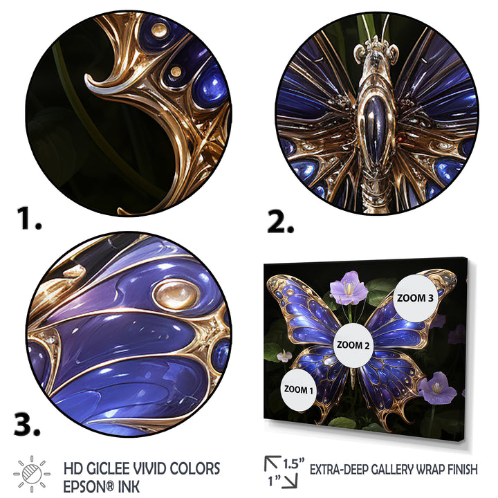 Futuristic Purple And Gold Butterfly - Purple Butterfly Wall Art