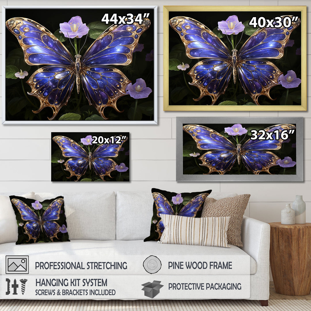 Futuristic Purple And Gold Butterfly - Purple Butterfly Wall Art