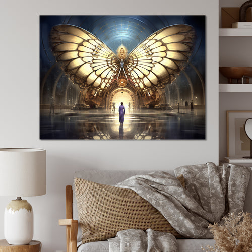 Majestic Butterfly Portal Of Light - Yellow Butterfly Wall Art