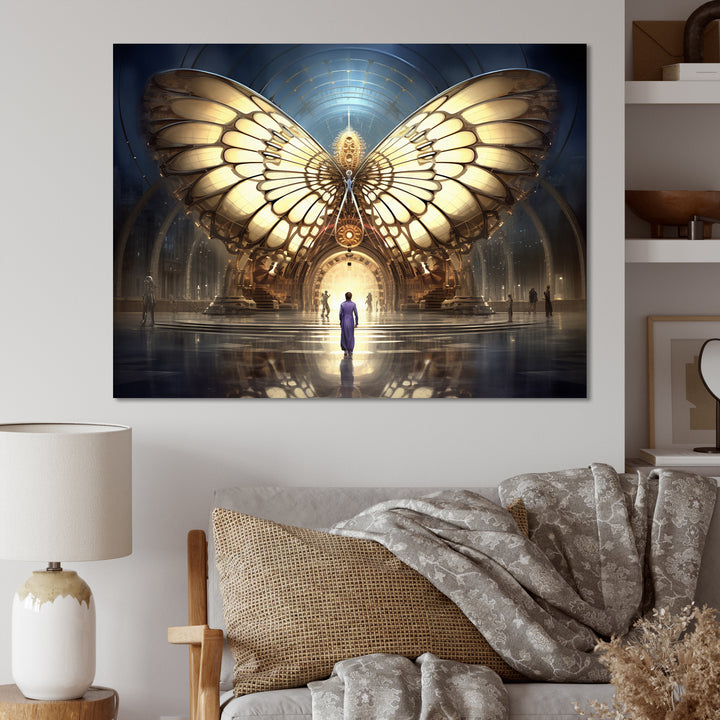 Majestic Butterfly Portal Of Light - Yellow Butterfly Wall Art