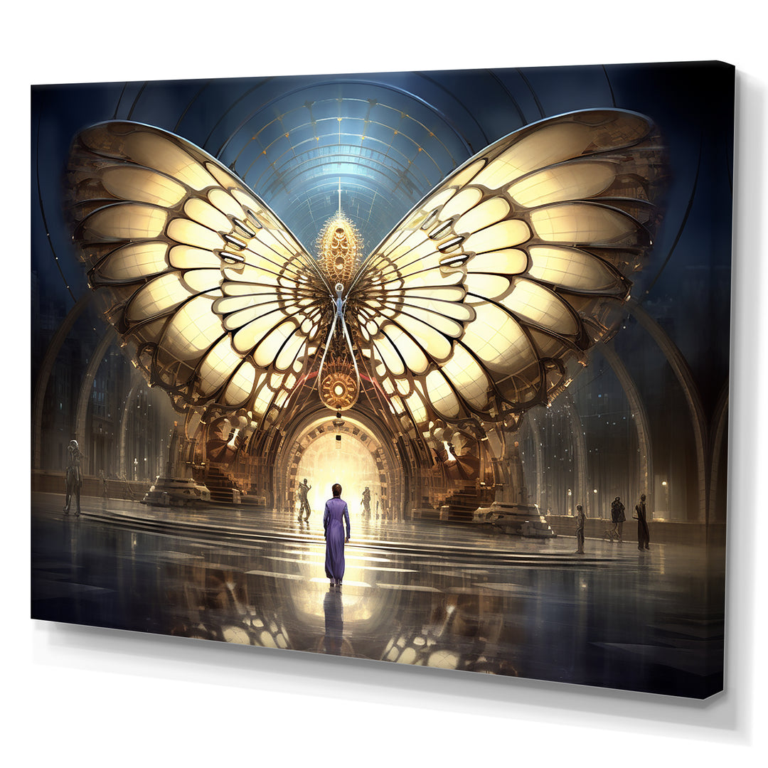 Majestic Butterfly Portal Of Light - Yellow Butterfly Wall Art