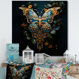 Futuristic Amber And Teal Butterfly - Butterfly Large Canvas Wall Art