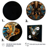 Futuristic Amber And Teal Butterfly - Butterfly Large Canvas Wall Art
