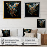 Futuristic Amber And Teal Butterfly - Butterfly Large Canvas Wall Art