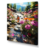 Orange Monarch Butterfly Flowerful Stream - Butterfly Home Decor Art
