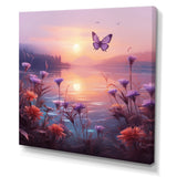 Pink Butterfly Magical Sunset - Butterfly Living Room Wall Art