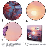 Pink Butterfly Magical Sunset - Butterfly Living Room Wall Art