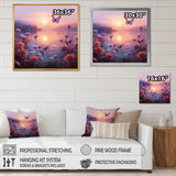 Pink Butterfly Magical Sunset - Butterfly Living Room Wall Art