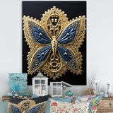Retro Depiction Of Gold And Blue Butterfly - Butterfly Wall Decor