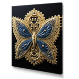 Retro Depiction Of Gold And Blue Butterfly - Butterfly Wall Decor