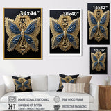 Retro Depiction Of Gold And Blue Butterfly - Butterfly Wall Decor
