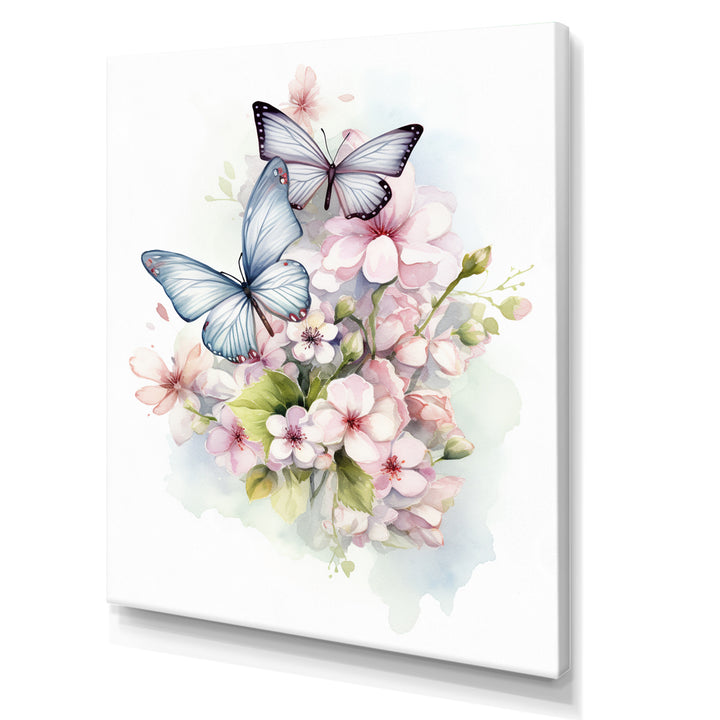 Vintage Butterflies On Flowers In Pastel Tones - Black Butterfly Wall Art