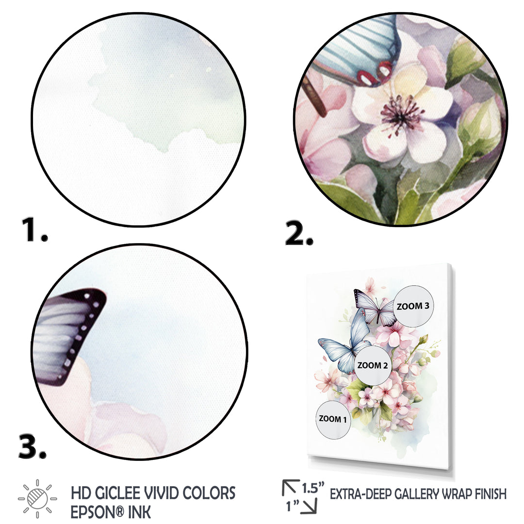 Vintage Butterflies On Flowers In Pastel Tones - Black Butterfly Wall Art