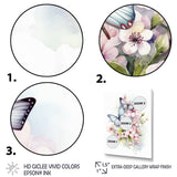 Vintage Butterflies On Flowers In Pastel Tones - Black Butterfly Wall Art