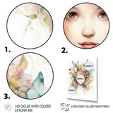 Young Girl With Butterflies Vintage Pastel - Butterfly Large Canvas Wall Art