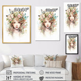 Young Girl With Butterflies Vintage Pastel - Butterfly Large Canvas Wall Art