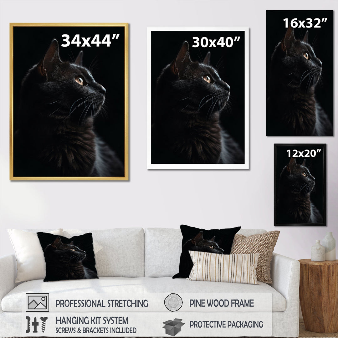 Portrait Of A Black Cat Photography - Cat Living Room Wall Art