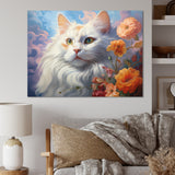 Portrait Of A Gracious Cat With Flowers - Cat Wall Art Prints