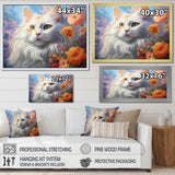 Portrait Of A Gracious Cat With Flowers - Cat Wall Art Prints
