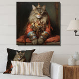 Majestic Cat In Gracious Indian Attire - Orange Cat Wall Art