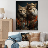 Gracious Cat In Retro Indian Attire - Cat Living Room Wall Art