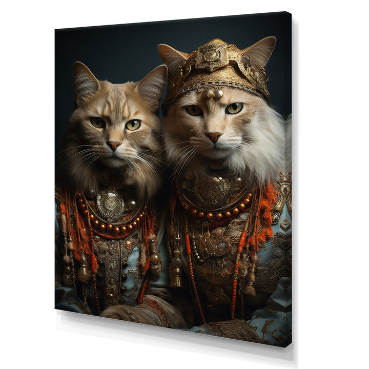 Gracious Cat In Retro Indian Attire - Cat Living Room Wall Art