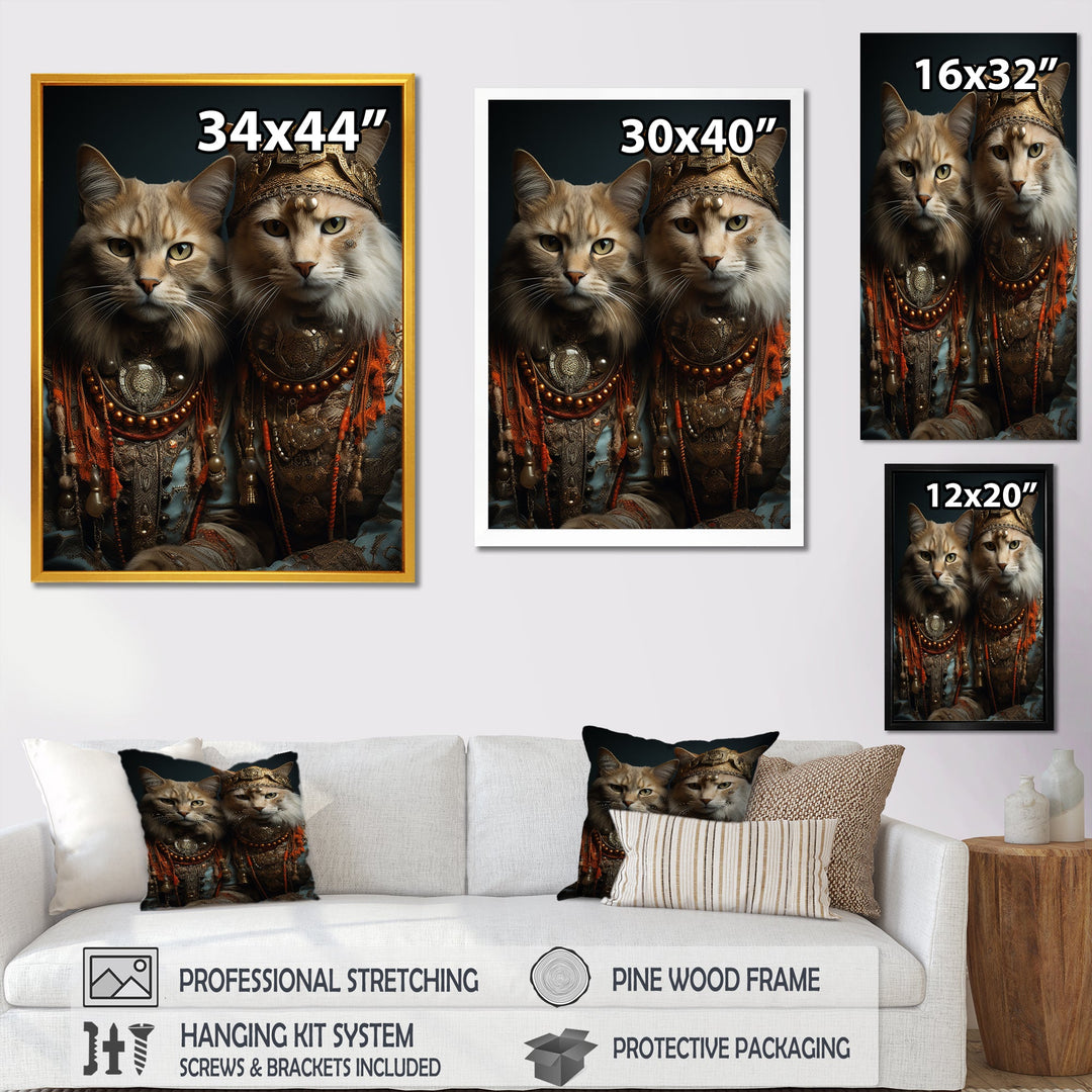 Gracious Cat In Retro Indian Attire - Cat Living Room Wall Art