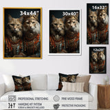 Gracious Cat In Retro Indian Attire - Cat Living Room Wall Art