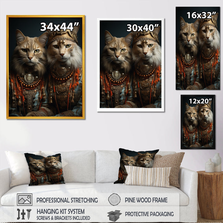 Gracious Cat In Retro Indian Attire - Cat Living Room Wall Art