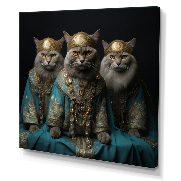 Turquoise Gracious Sultan Cats - Cat Canvas Wall Art