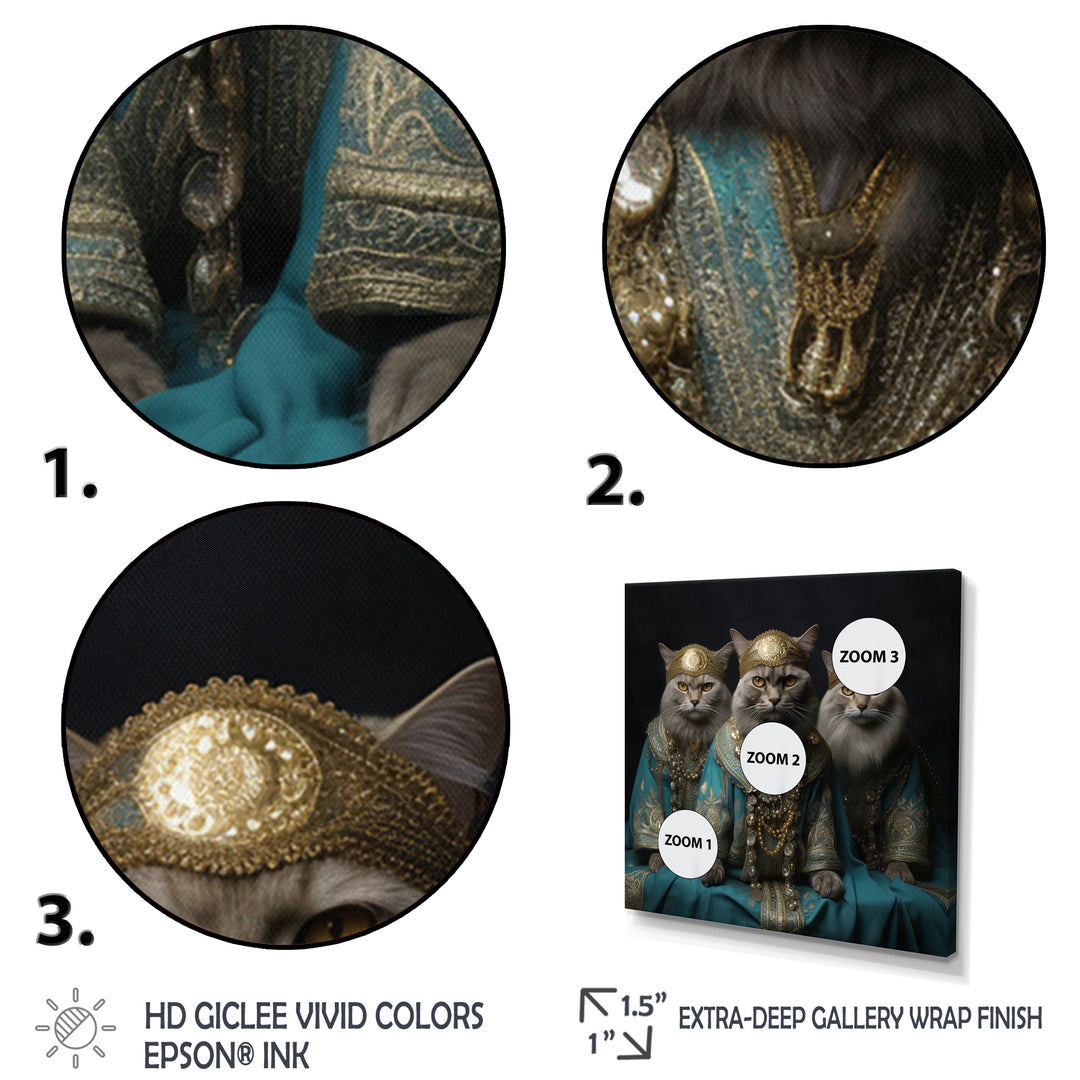 Turquoise Gracious Sultan Cats - Cat Canvas Wall Art